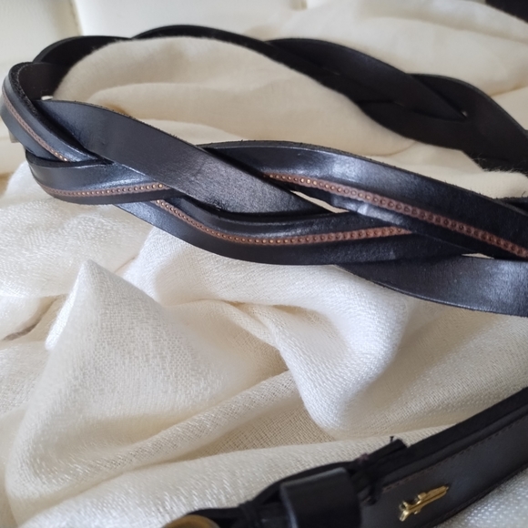 Frye | D-Ring Braided Genuine Leather Buckle Belt in Black - Picture 3 of 16